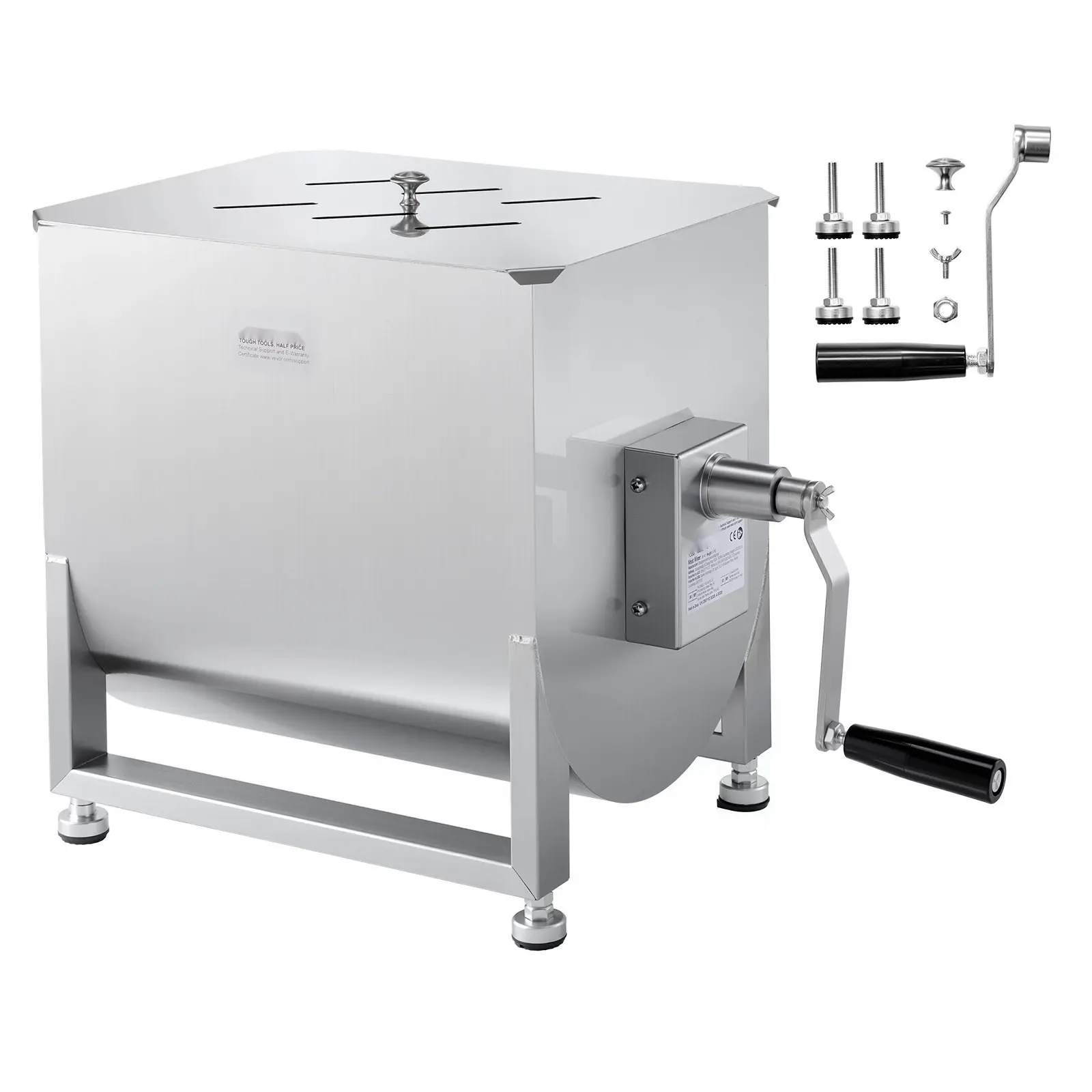 Manual Meat Mixer With 80 Liter Capacity, Fixed Tank Design, Sturdy Stainless Steel Construction, Ideal For Sausage Making, Ground Meat Blending And Mixing Pork Beef Chicken, Batch Processing, Easy Operation, Food Grade Equipment