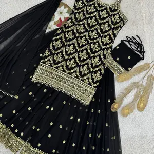 Beautiful Georgette sleeveless sarara set with potli bag Suits Womenswear