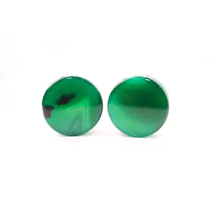 Green Stripe Agate Stone Double Flare Plugs Pair 3mm-40mm
