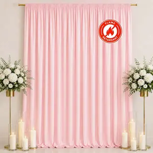 Scuba Polyester Backdrop Curtain Blush 10ftx12ft Durable Flame Resistant Wrinkle-Free Event Drape Panel With Rod Pocket