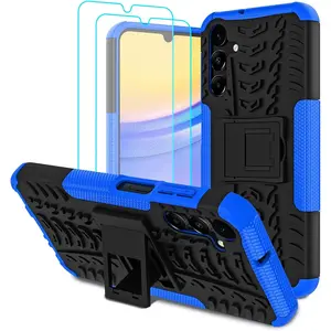 for Samsung Galaxy A16 5G Case with 2 Pack Screen Protector,Military Grade Shockproof, Heavy Duty Robust Bumper Cover with Kickstand for Galaxy A16 5G Phone Case, Blue