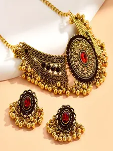 Middle Eastern Fashion Vintage Wing Rhinestone Drop Exaggerated Necklace Earrings Set, Elegant Jewelry Gift for Women, Glamour Set, Teardrop Jewelry Set