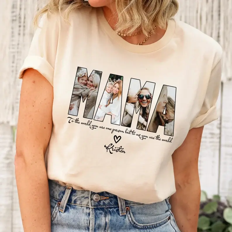 CUSTOM MAMA Photo Shirt, Customized Mother's Day Gift, Gift For Mama,Personalized Gift for MOM,Printable Mother Day Photo Shirt,Grandma Gift