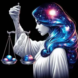 5D DIY Full Drill Round Diamond Painting - Diamond Art Kit Starry Hair, Galaxy, Libra, Colorful Sphere Mosaic, Canvas - DIY Decor, Home Wall Decor, Suitable for Halloween and Christmas, Birthdays and Anniversaries Gifts