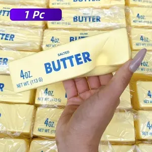 1Pc Squeeze Butter Squishy Toy, PU Material Butter Stick Slow Rising Squeeze Food Fidget Toy for Office School (Light Yellow)