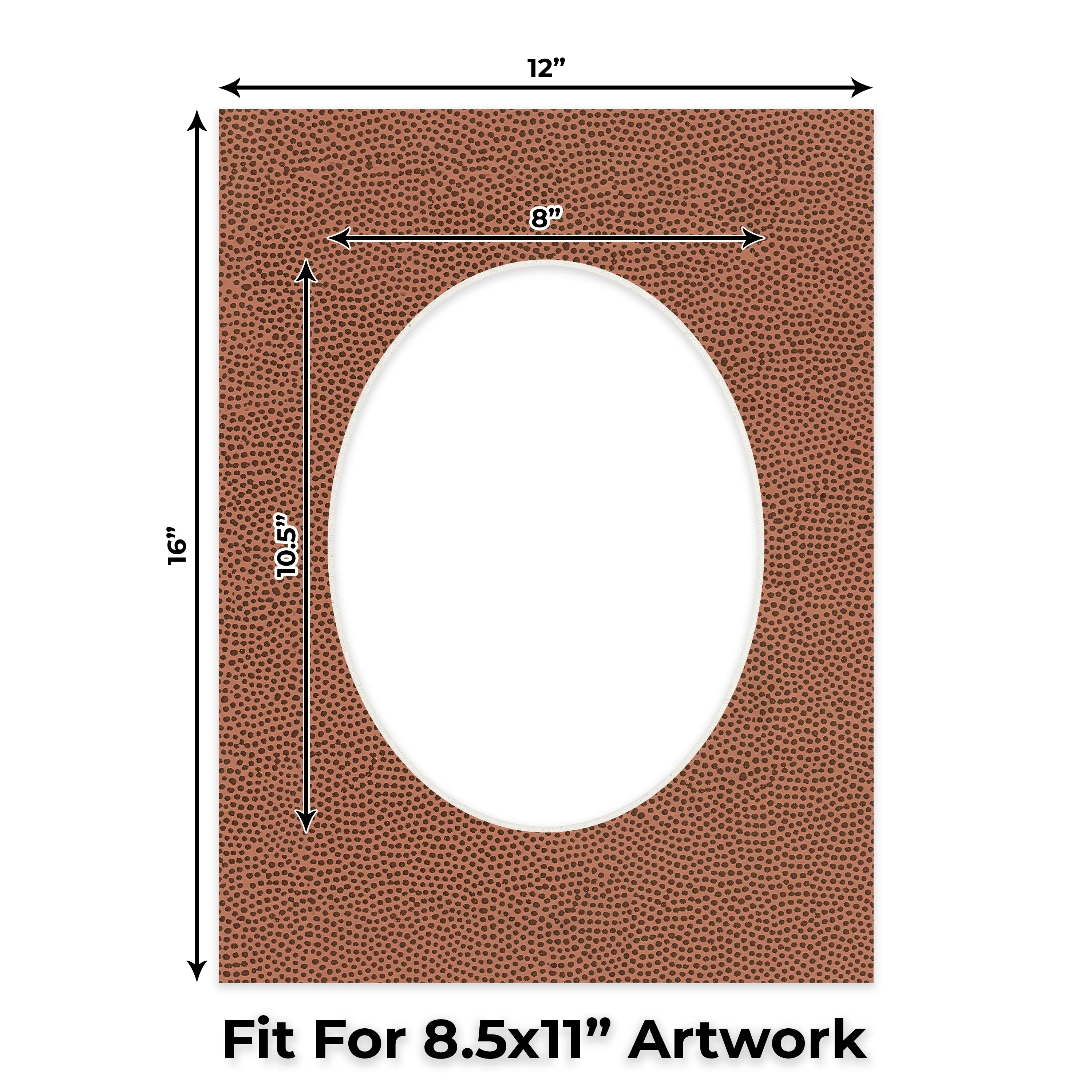 Football Texture Mat Board for 12x16 Frames - Oval Opening for 8.5x11 Photos