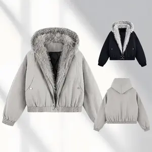 New Hooded Fur Collar Coat Solid Color Fashion Comfortable Jacket Casual Loose Streetwear for Everyday Wear