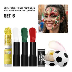 Face painting kit, face and body paint sticks, glitter sticks, football fan special football lip balm, glitter and lip balm all-in-one set!