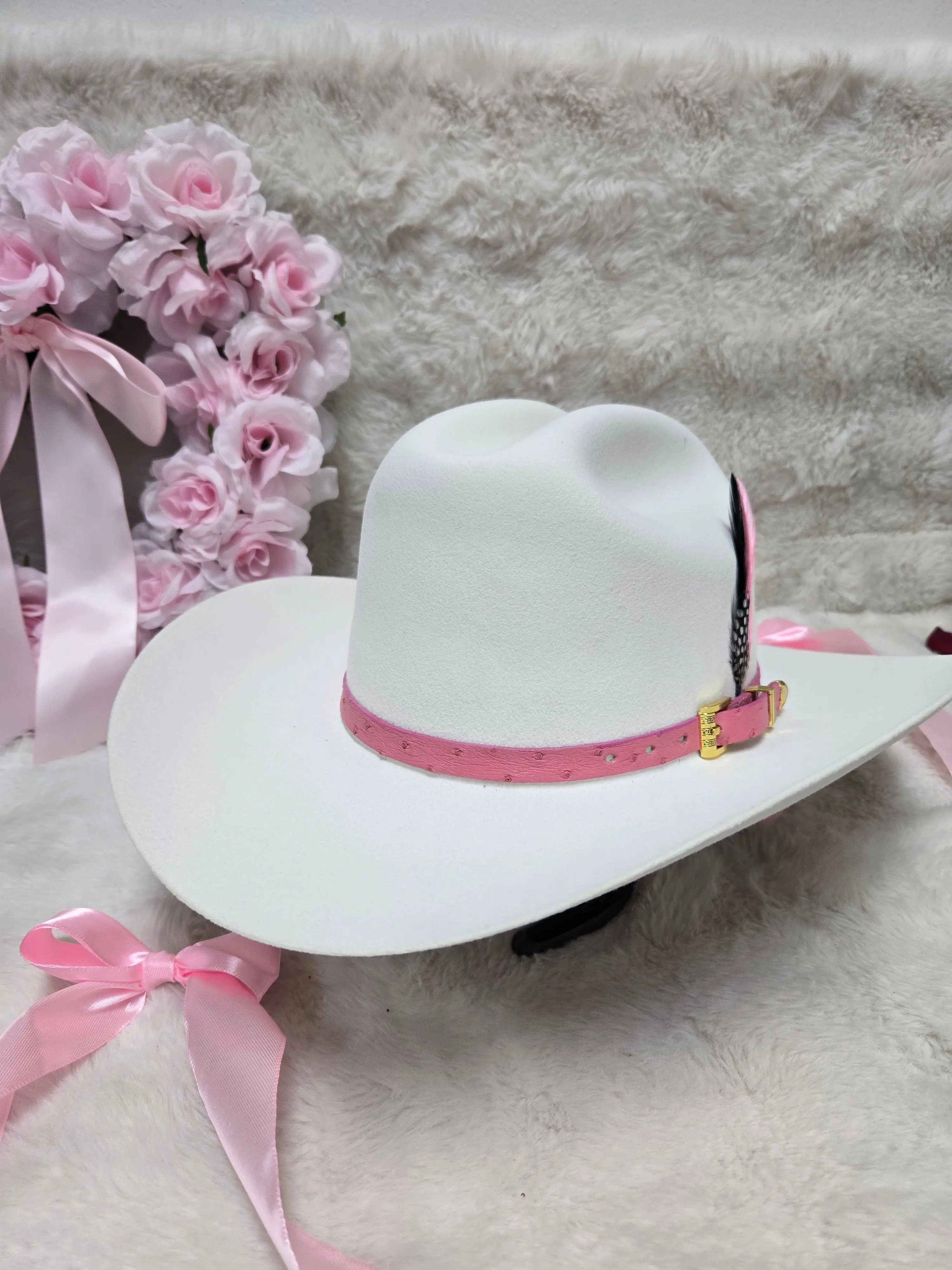 Fresita Wool Felt Texana - Winter White/Pink