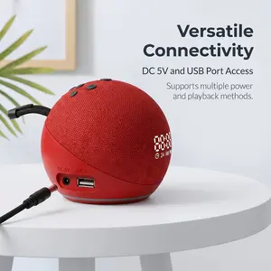 Spherical 5th Gen Alexa Dot Smart Speaker with RGB LED Light, Wireless Subwoofer, TWS Connection And Portable Base.