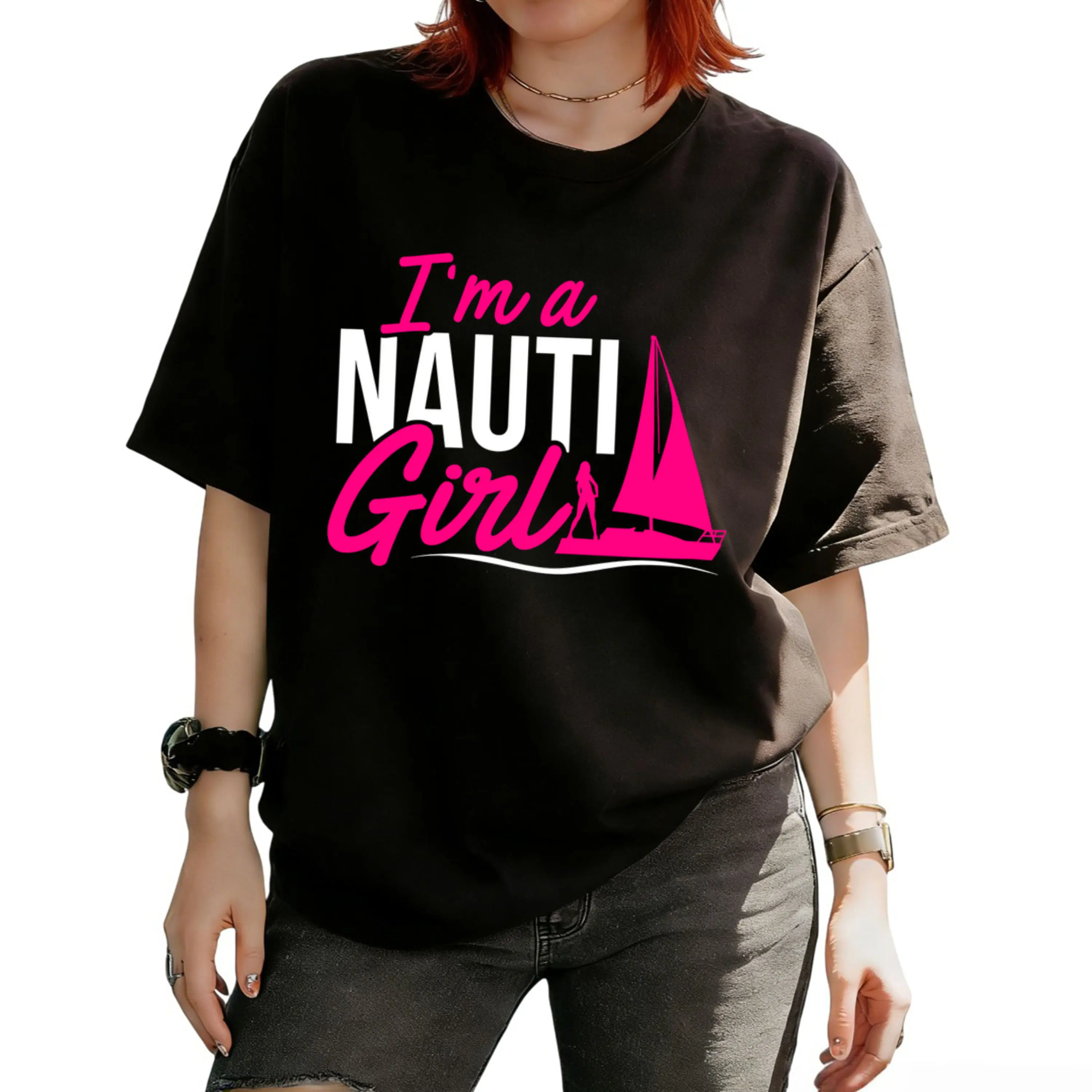 I'm A Nauti Women Sailboat Sailor Captain Skipper Ship Boat T-Shirt