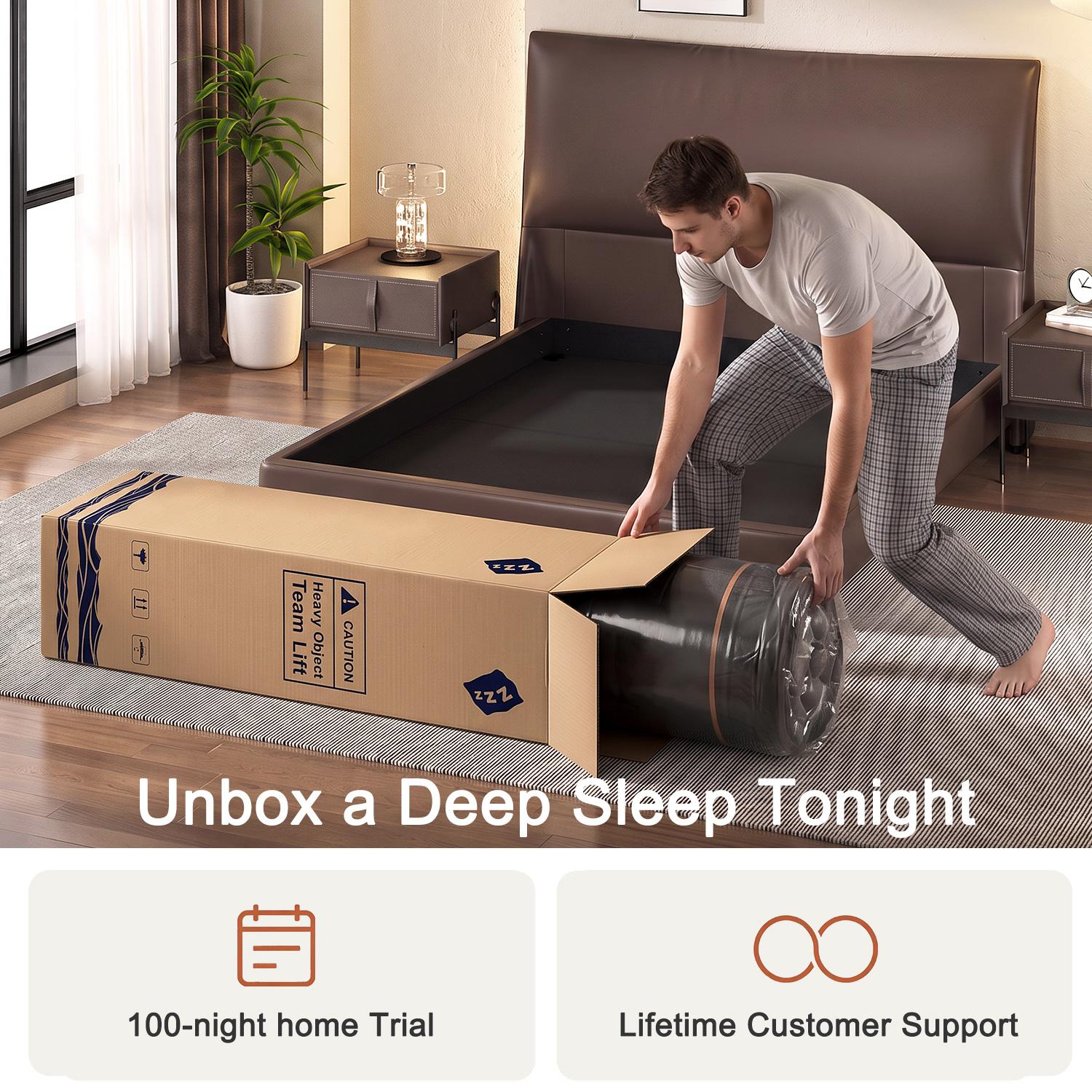 14" Twin Full Queen King Mattress,  Hybrid Mattress with Gel Memory Foam and Individually Pocket Innerspring Euro Top Mattresses Medium Firm for Motion Isolation, Edge Support, 100 Night Trial