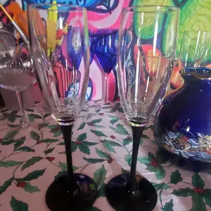 black stem champaign glass set of 2 cocktail glassware