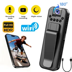 Body Camera 2.4G WiFi Dual Playback Modes 180° Lens HD Audio Video Recording Portable Camera for Sports Events Office Reports Warehouse Surveillance