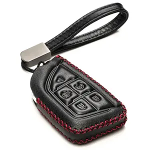 Vitodeco Genuine Leather Smart Key Fob Case Cover Protector- Compatible with Cadillac CT4, CT5, VISTIQ, OPTIQ, Lyriq (2020 - 2026 Models)- 5-Button
