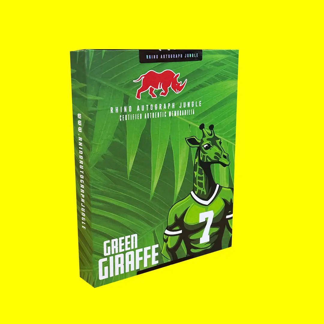 Rhino Autograph Jungle Green Giraffe Football Jersey PYT Sports Trading Card