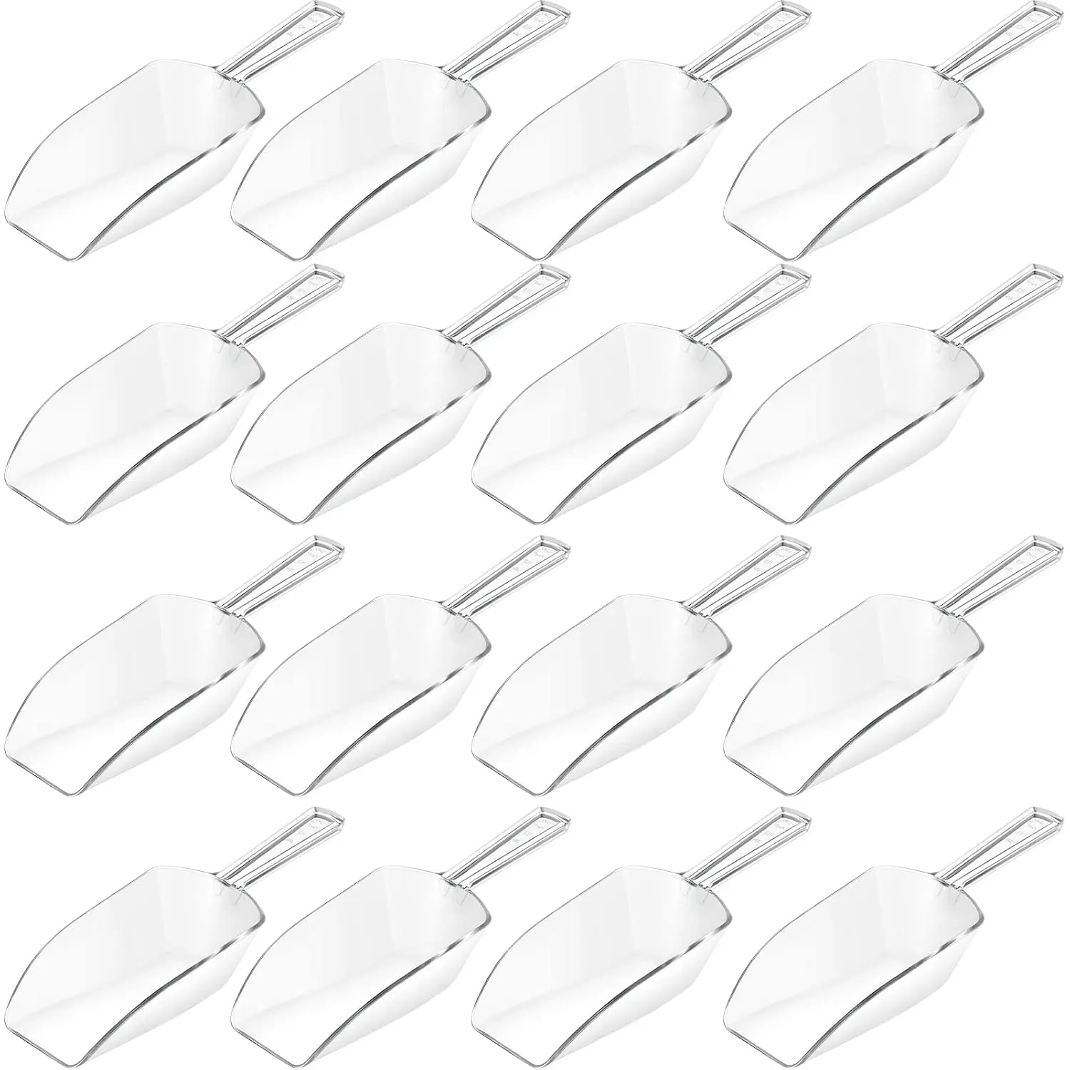 Multi-Purpose Plastic Clear Kitchen Scoops, Ice Scoop For Weddings, Candy Dessert Buffet, Protein Powders, Ice Cream, Coffee, Tea (5.5 Inches, 16 Pieces)