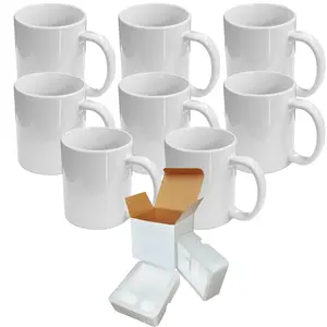 8 PCS 11oz White Sublimation Ceramic Mugs - High-Quality Sublimation Blanks - Includes Foam Support Mug Shipping Boxes