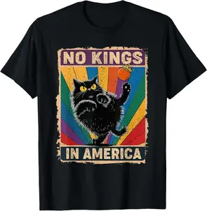 No Kings in America Black Cat Political Anti Trump Shirt,  Anti Trump Shirt, Political Shirts, Anti Maga Shirts, Crown No Kings Shirt, Protest Shirts, Nope Kings Shirt