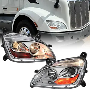 Halogen Headlights Fit for 2013-2020 Peterbilt 579 Headlamps Compatible with 2011-2018 Peterbilt 587 Driver and Passenger Side