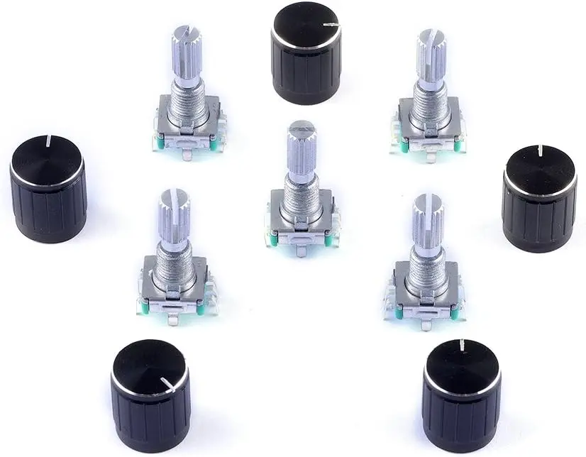 5 count 360  Rotary Encoder Code  Digital Potentiometer with Push Button 5 Pins and Knob Cap for Arduino (Pack of 5) CYT1100