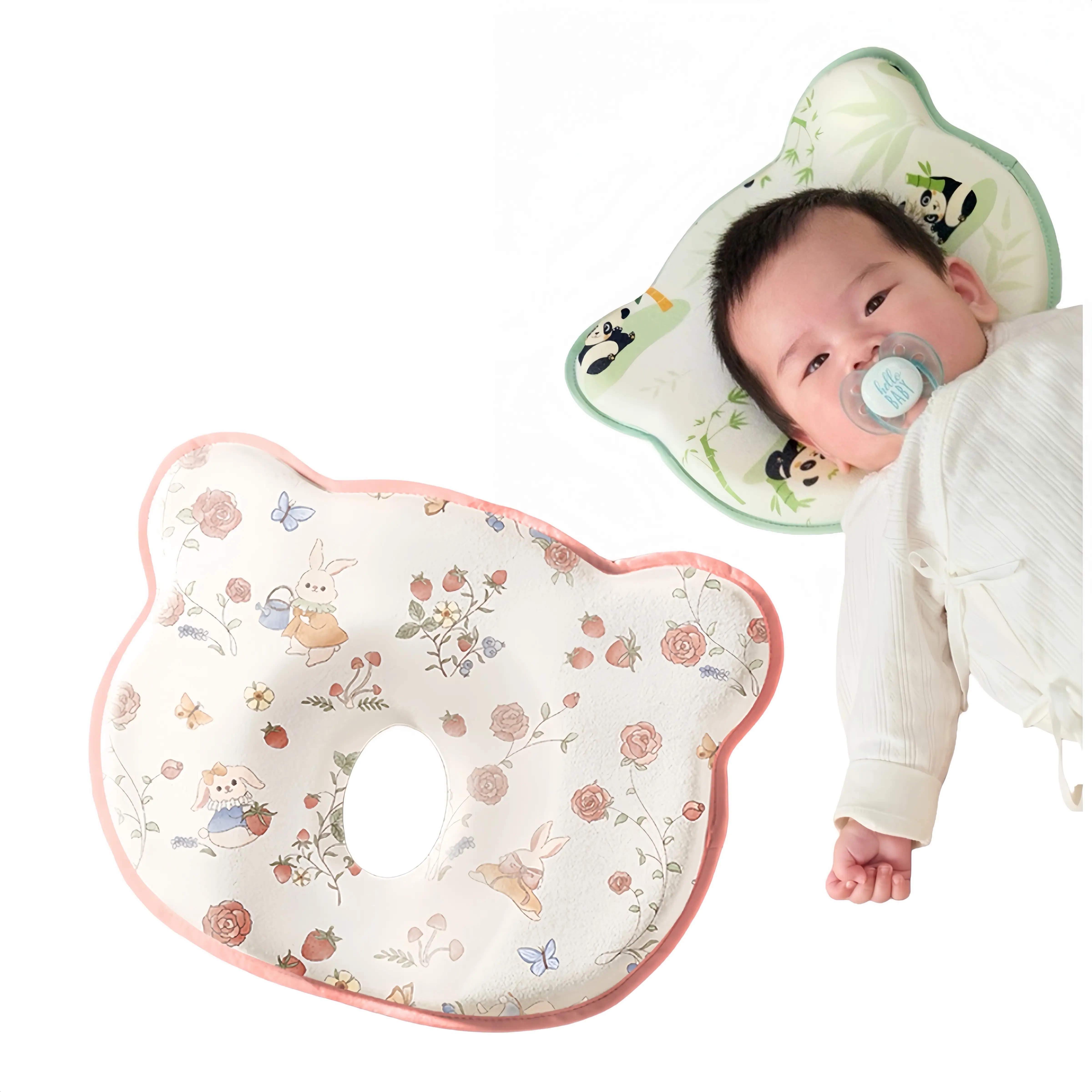 Cozy Baby Nap Pillow Silicone Shaping Pillow for Correcting Head Shape Preventing Sideways Sleeping Baby Travel Pillow Comfortable Machine Washable He