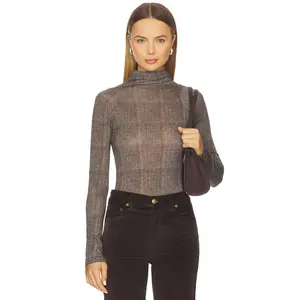 Rag & Bone Shaw Paneled Turtleneck Tee in Brown Multi