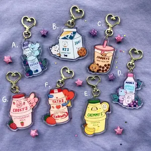7 styles Drink Babies Acrylic Keychain, Kpop Boy Group Chibi Bag Charms
