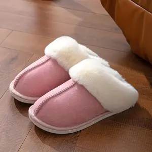2026 Fuzzy House Slippers for Women Fluffy Memory Foam Slippers with Faux Fur Collar Indoor Outdoor  Flipflop Slide Footwear Walking Shoes Girl