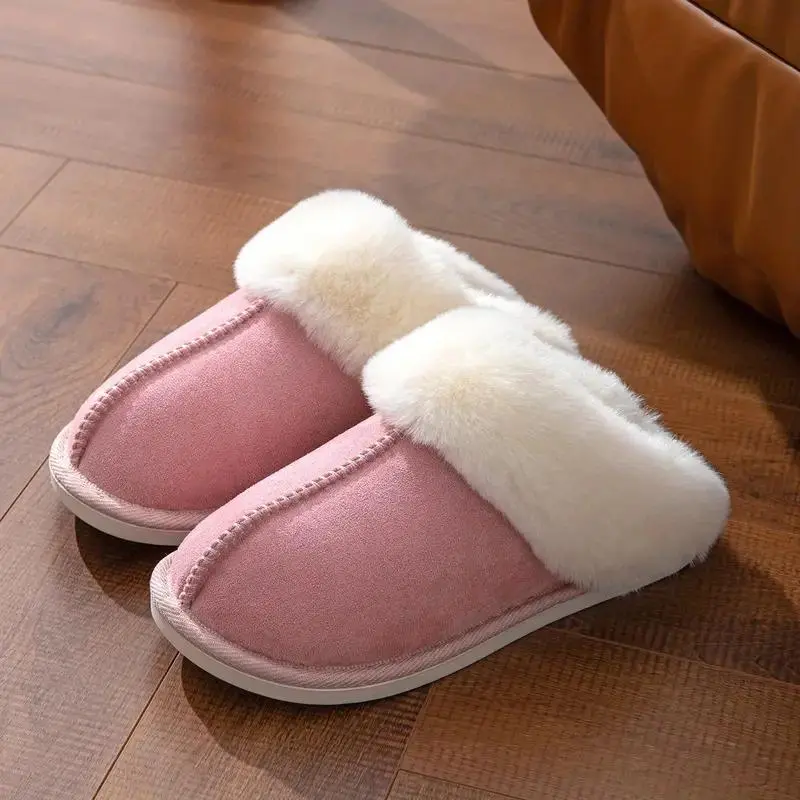 Women's Cozy House Shoes, Plush Faux Fur Closed-Toe Mules with Soft Memory Foam for Indoor Outdoor Wear