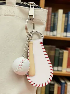 Baseball bracelet pendant, soft softball pendant accessories, mini baseball bat, sports style keychain pendant, baseball souvenir, unique backpack keychain, baseball gift, casual keychain accessories, suitable for bags or mobile phones