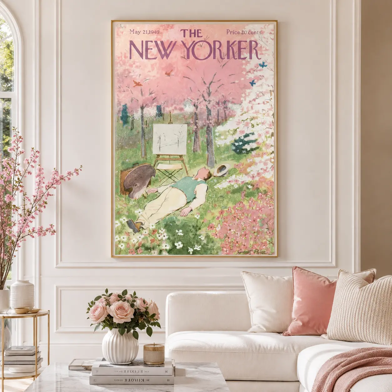 Spring Blossom Garden Poster Resting Artist Floral Wall Art Cottagecore Room Decor