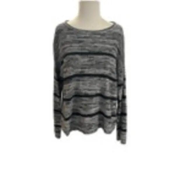 Eileen Fisher Med Petite Linen Knit Lightweight Gray Lagenlook Office Sweater