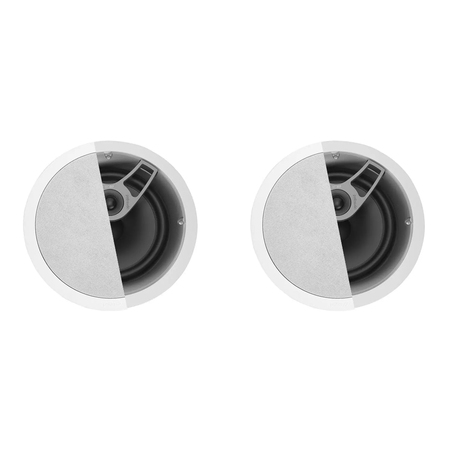 Polk Audio MC80 2-Way in-Ceiling 8" Speakers, 1 Pair (2 Speakers) | Perfect for Damp and Humid Indoor/Enclosed Areas | Bathrooms, Kitchens, Patios (White, Paintable-Grille) (2 Speakers)