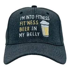 Im Into Fitness Beer In My Mouth Hat Funny Beer Drinking Lovers Cap Funny Hats Fitness  Funny Beer  Novelty Caps for Men Black - Standard
