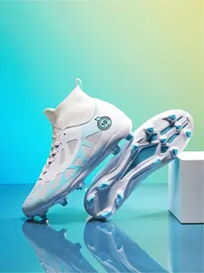 Women's Colorblock Lace Up High Top Sport Football Boots, Training Sport Comfortable Soccer Cleats, Soft Football Shoes for All Seasons Football Field Boots