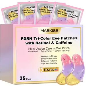 MASKISS Under Eye Patches – PDRN + Retinol + Caffeine Eye Mask for Dark Circles, Puffiness & Fine Lines | Tri-Color Hydrogel | 25 Pairs