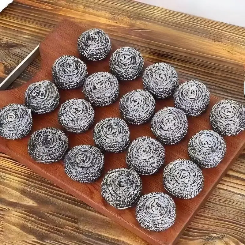 20pcs Large Steel Wool Balls Stainless Steel Cleaning Brushes Pot Brush Dish Washing Brush Clean Ball/brush, Metal Scrubbers, Kitchen Scrubber Cleaning, Kitchen Cleaning Tool Casual Style Bathroom Gadget Type