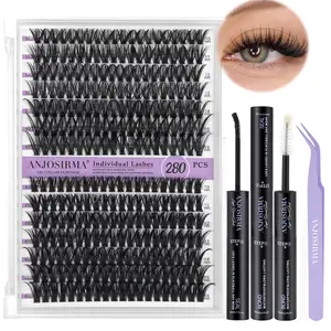 Lash Clusters Kit Natural Individual Lashes Wispy Eyelash Extensions 10-16mm DIY Lash Extension Kit Lash Bond and Seal Waterproof,  Thick False Eyelashes Kit Makeup Cosmetic