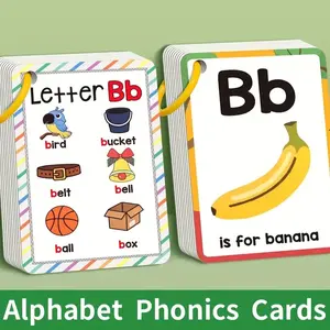 Abc Alphabet Vocabulary Flashcards Set, 26 Letter Reading Cards for Kids, English Language Learning Toys, Educational Gift for Children
