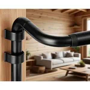 Adjustable Window Curtain Rod 48 to 84 Inches, Wrap Around Drapery Rod for Bedroom Living Room, Blackout Curtain Rod Extendable 30-86 Inches, Matte Black Finish, Heavy Duty Sturdy Design