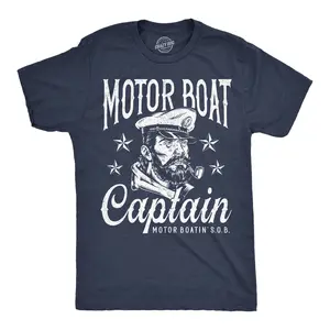 Mens Funny T Shirts Motor Boat Captain Sarcastic Sailor Graphic Novelty Tee for Men Mens Funny T Shirts Cool Vintage Fashion T-Shirt Gift Classic Menswear Funny Sarcastic Short Sleeve Novelty Tees for Guys Navy -