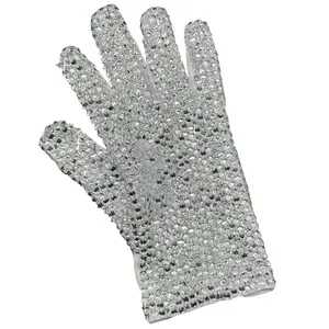 Handmade Glove with Full Crystals Michael Jackson Silver Adults Celebrate Impersonator