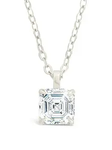 Sterling Silver Asscher Prong Set Pendant