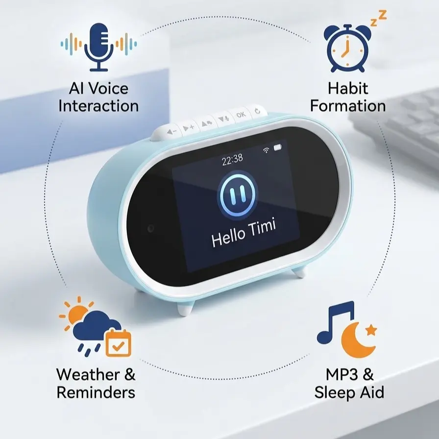 Kids Smart AI Alarm Clock - Voice Control Digital Clock with Daily Routine Schedule Display, Children's Bedroom Sleep Trainer to Build Good Habits