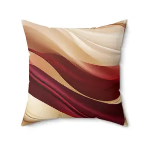 Luxury Curved Hues Pillow in Burgundy, Tan & Brown