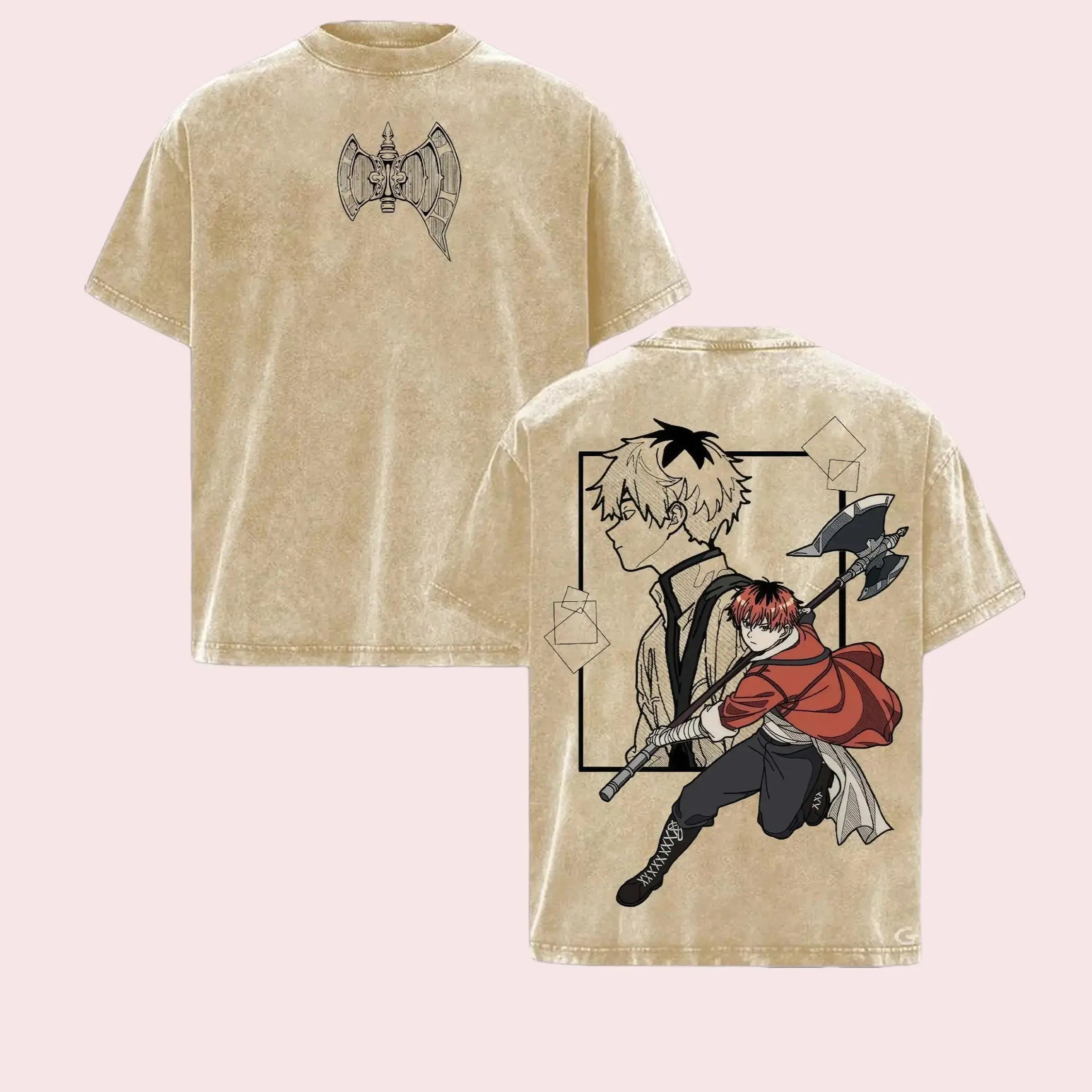 Stark Frieren Graphic T-Shirt – Vintage Washed Streetwear, Oversized Heavyweight Tee, Soft Retro Fighter Look, Summer Anime Outfit, Gentle Giant Aesthetic, Unique Gift for Men & Woman Retro Washed Slim Fit T-Shirt man unisex t-shirt