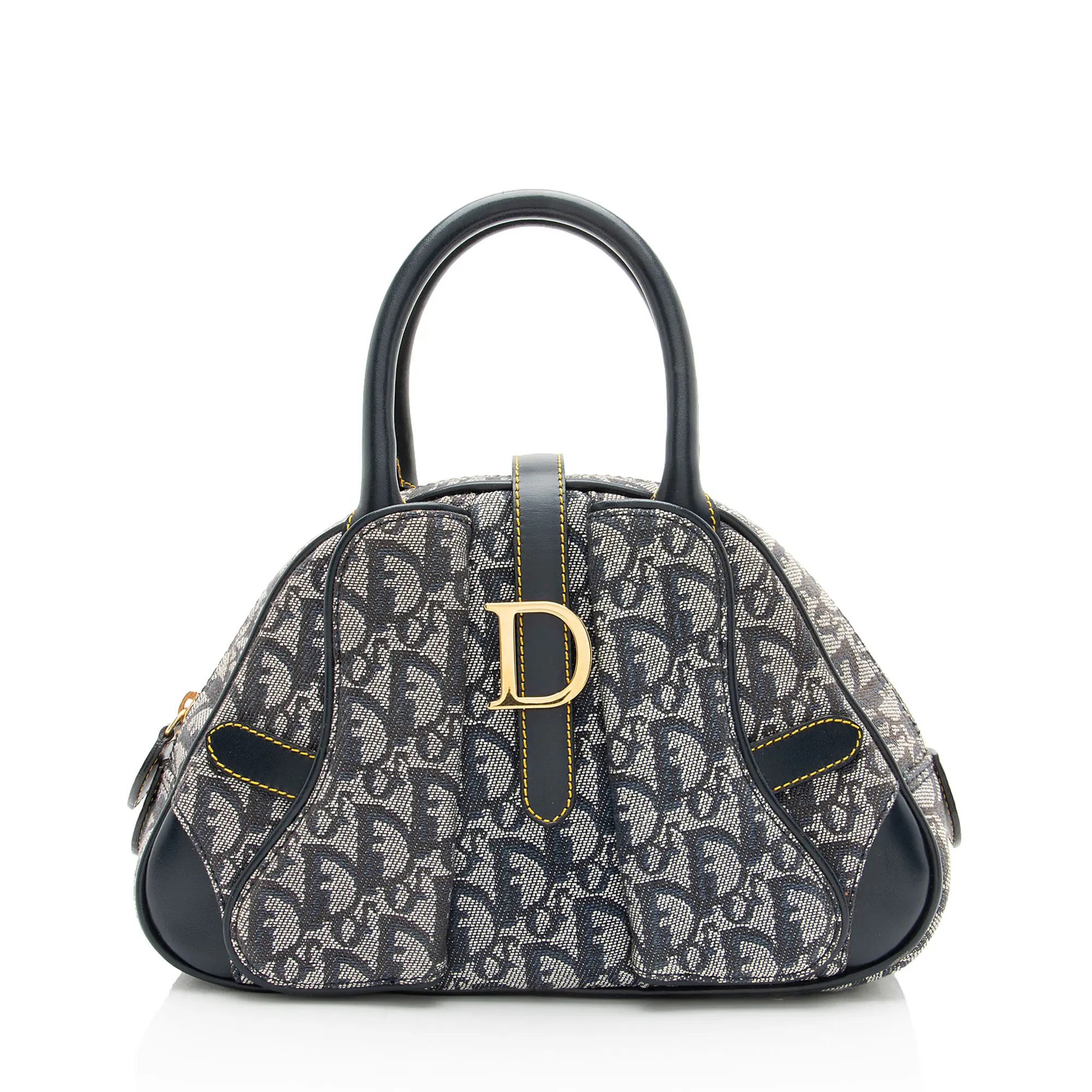 Pre-owned Dior Canvas Shoulder Bags Vintage Diorissimo Saddle Bowler Bag