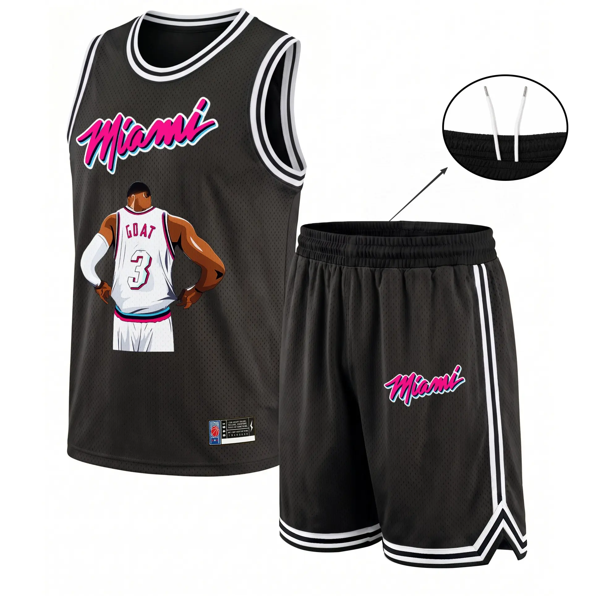 Men's Basketball Jersey and Shorts Set, Lightweight Breathable Mesh Sportswear for Gym, Streetwear, and Outdoor Play, Retro Miami Style Graphic Print Design, Perfect for Casual Summer Wear and Active Lifestyle