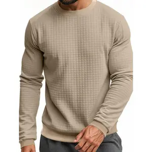 Men’s solid-color shoulder sweater, loose casual fashion long-sleeve crewneck jumper for spring and fall, fashionable men’s knitwear for everyday wear